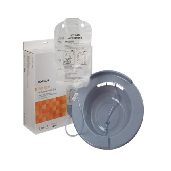 McKesson Sitz Bath Plastic Round Gray 2000 mL Bag Graduated