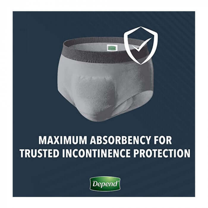 Depend Real Fit Adult Incontinence Underwear for Men, Maximum Absorbency,  L/XL, Black, 52 Count (2 Packs of 26) : : Health & Personal Care
