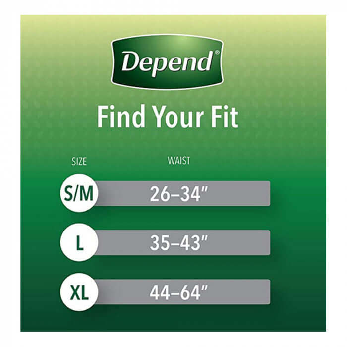 Depend Men's Incontinence Underwear, Size L - Gray (52 Count) for