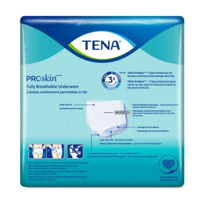 TENA Men's Super Plus Protective Underwear | Small/Medium 34 - 50 |  White/Grey | 81780 | 4 Bags of 16