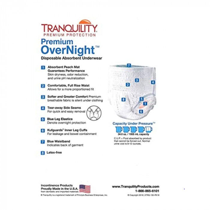 Tranquility Premium Overnight Disposable Absorbent Underwear 